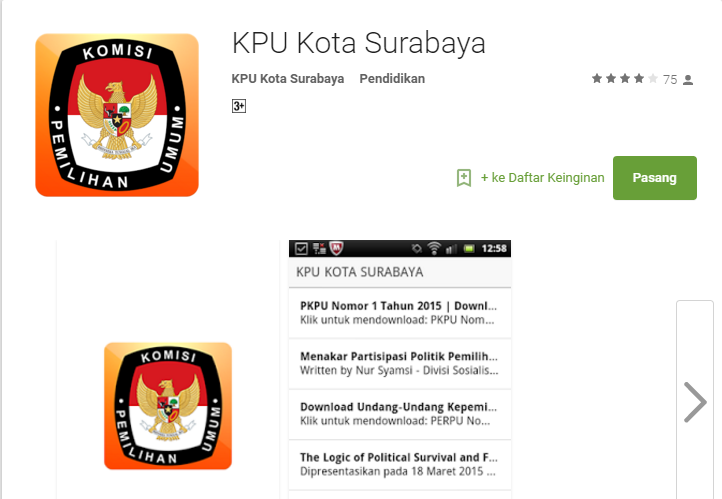 Project Aksisoft : Aplikasi Google Play KPU Kota Surabaya