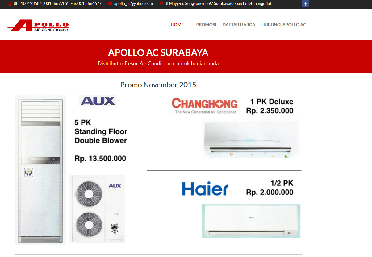 Project Aksisoft : Apollo-AC.com | Distributor Resmi AC Surabaya